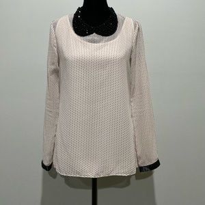 Chelsea & Violet blouse from Anthropologie, size XS, color is blush/black dots